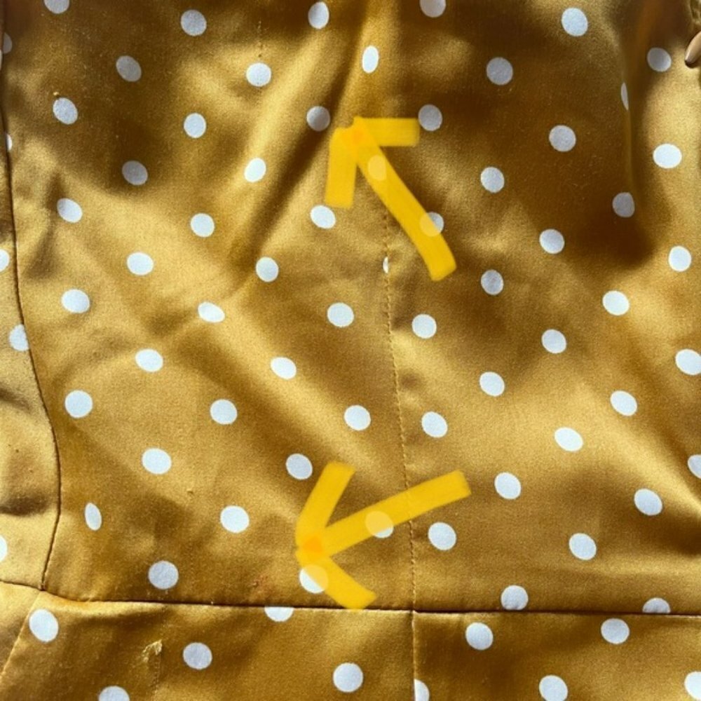 J.O.A. Yellow Polka Dots Satin Asymmetrical Dress US M - Picture 11 of 13